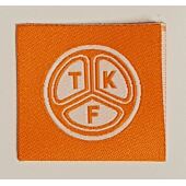 Label, damast geweven, High Quality.